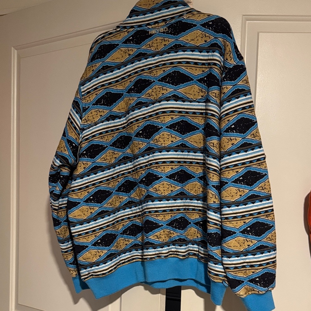Heybo Patterned Sweatshirt Pullover - Blue And Tan - image 3